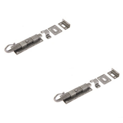 2 PACK Durable 102mm Pewter Shepherds Crook Straight Bolts for Secure Doors - Door Bolt Lock