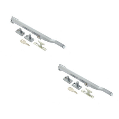2 PACK Durable 250mm Satin Chrome Lockable Casement Stays for Secure Windows - Window Peg Bar