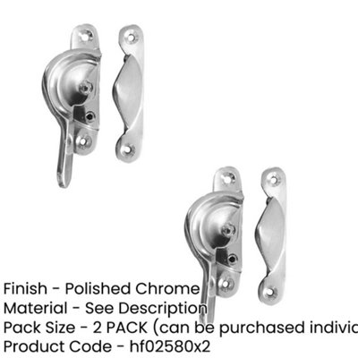 2 PACK Durable 65mm Polished Chrome Narrow Locking Fasteners for Secure ...