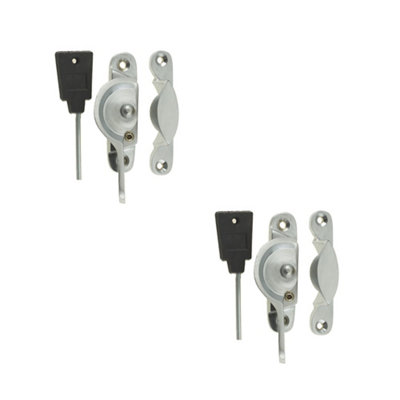 2 PACK Durable 65mm Satin Chrome Narrow Locking Fasteners for Secure Applications - Window Fastener