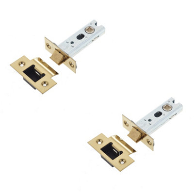 2 PACK Durable 76mm Heavy Duty Tubular Latches with Brass Finish for Secure Locking