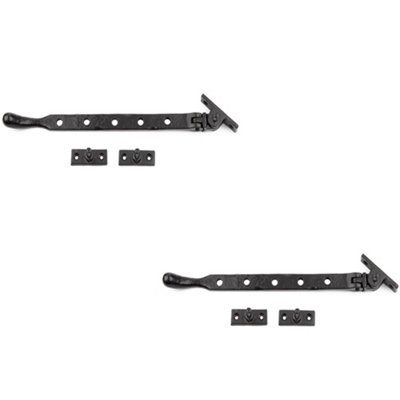 2 PACK Durable Black Bulb End Casement Stays - 243x15x6mm - Window Peg Bar