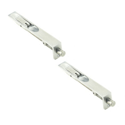 2 PACK Durable Brass Lever Action Flushbolts 200x19mm in Satin Chrome Finish
