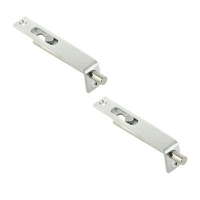 2 PACK Durable Brass Slide Action Flushbolts 102x16mm in Elegant Satin Chrome Finish