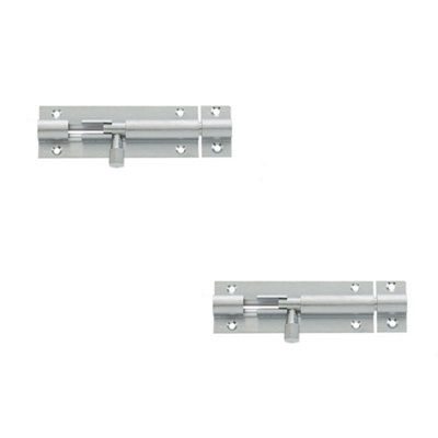 2 PACK Durable Brass Straight Barrel Bolts 152x25mm in Satin Chrome Finish - Door Bolt