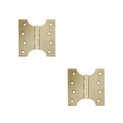2 PACK Durable Budget Parliament Hinge - 102x124x4mm Polished Brass - Door Hinges