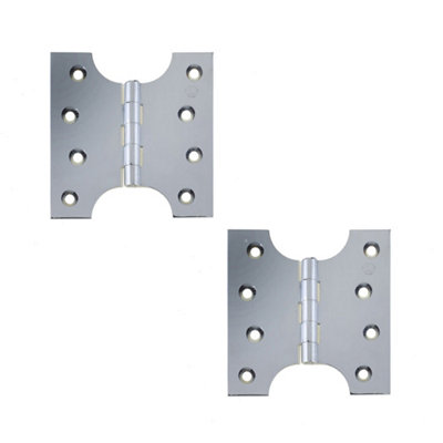 2 PACK Durable Budget Parliament Hinge - 102x124x4mm Polished Chrome - Door Hinges