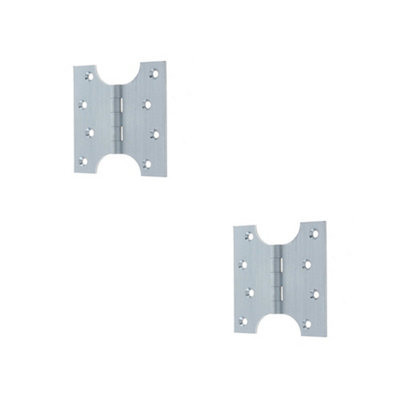 2 PACK Durable Budget Parliament Hinge - 102x124x4mm Satin Chrome - Door Hinges
