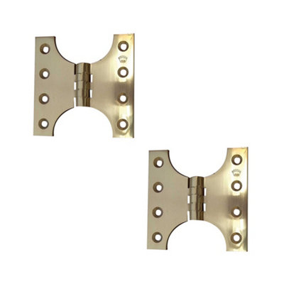 2 PACK Durable Budget Parliament Hinge - 102x151x5mm Polished Brass - Door Hinges