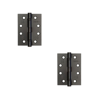 2 PACK Durable Grade 11 Black Steel Ball Bearing Hinge 102x76mm for Heavy-Duty Doors - Door Hinges