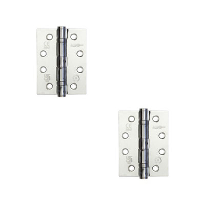 2 PACK Durable Grade 11 Polished Chrome Steel Ball Bearing Hinge 102x76mm for Heavy-Duty Doors - Door Hinges