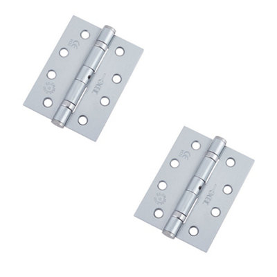 2 PACK Durable Grade 11 Satin Chrome Steel Ball Bearing Hinge 102x76mm for Heavy-Duty Doors - Door Hinges