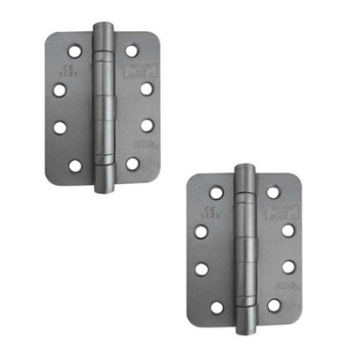 2 PACK Durable Grade 11 Satin Nickel Steel Ball Bearing Radius Hinge 102x76mm for Heavy-Duty Doors - Door Hinges