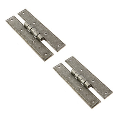2 PACK Durable H-Hinge 66x155mm in Elegant Pewter Finish - Traditional Gate Door - Door Hinges