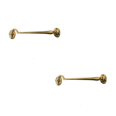 2 PACK Durable Polished Brass Cabin Hook 75mm for Home and Office Use - Hook & Eye Arm Lock