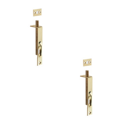 2 PACK Durable Polished Brass Slide Action Flushbolts 102x16mm for Stylish Interiors