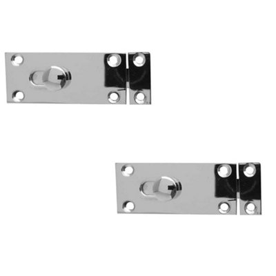 2 PACK Durable Polished Chrome Bathroom Slide Bolts 63x25mm for Enhanced Security - Sliding Toilet Door