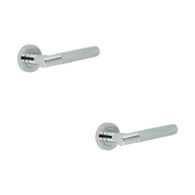 2 PACK Durable Polished Chrome Knurled Door Handle for Stylish Interiors - Interior Handle
