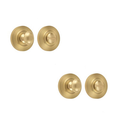 2 PACK Durable Satin Brass Inner Turn & Release Lock with Customization Options - Door Handle