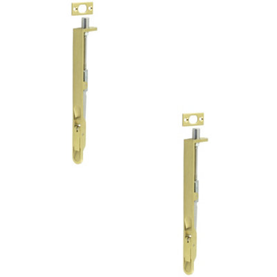 2 PACK Durable Satin Brass Lever Action Flushbolts with Radiused Forend 203mm x 20mm