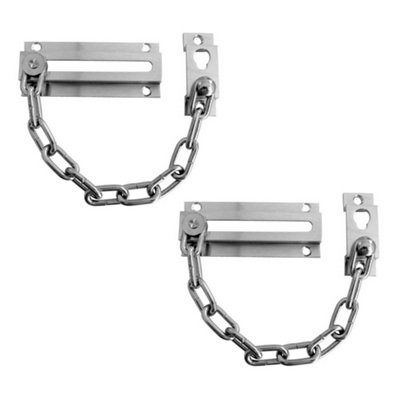 2 PACK Durable Satin Chrome Security Door Chains - 200mm Length for Enhanced Safety - Door Guard