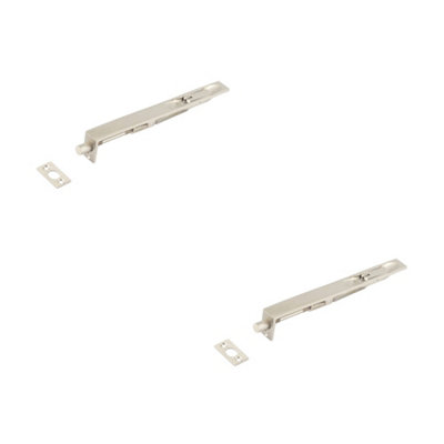2 PACK Durable Satin Nickel Brass Lever Action Flushbolts 200x20mm
