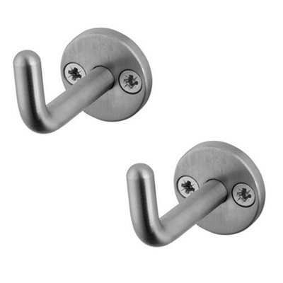 2 PACK Durable Satin Stainless Steel Robe Hook - 48mm - Wall Mounted Clothing Hook