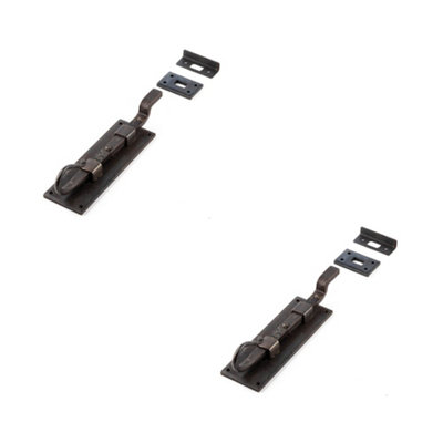 2 PACK Durable Shepherds Crook Necked Bolts 152mm Beeswax Finish for Security - Door Bolt Lock