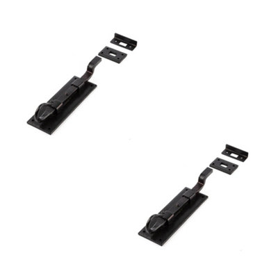 2 PACK Durable Shepherds Crook Necked Bolts 152mm in Black for Secure Door Hardware - Door Bolt Lock