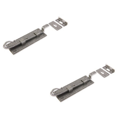2 PACK Durable Shepherds Crook Necked Bolts in Pewter - 152mm Door Hardware - Door Bolt Lock