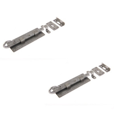 2 PACK Durable Shepherds Crook Straight Bolts 152mm in Pewter Finish - Door Bolt Lock
