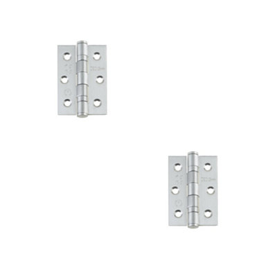 2 PACK Durable Stainless Steel Grade 7 Ball Bearing Hinge 76x50mm in Satin Finish - Door Hinges