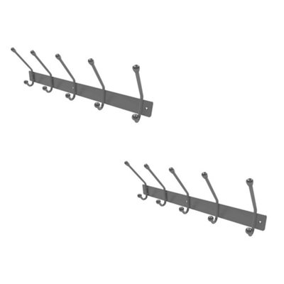 2 PACK Durable Stainless Steel Multi Hook Units for Home and Office - 450MM Satin Finish - Wall Mounted Clothing Hook