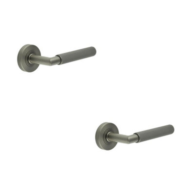 2 PACK Durable Three One Six Knurled Gun Metal Door Handle for Home and Office - Interior Handle