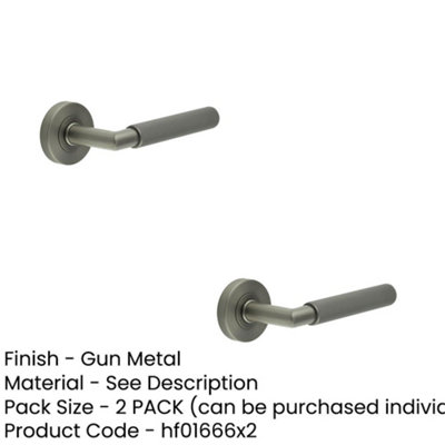 2 PACK Durable Three One Six Knurled Gun Metal Door Handle for Home and Office - Interior Handle