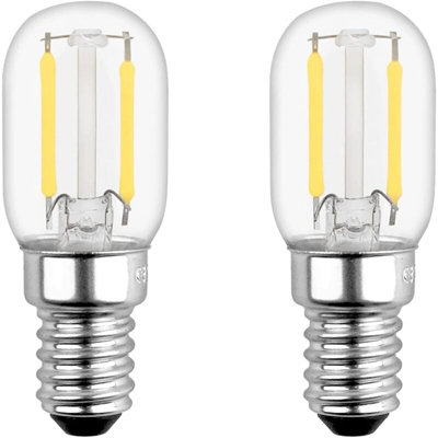 2 Pack E14 1W LED Refrigerator Light Bulb T22 Warm White 2700K 230V ...