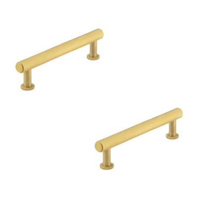 2 PACK Elegant 128mm Satin Brass Knurled Cabinet Handle for Stylish Interiors - Kitchen Drawer Pull Handle