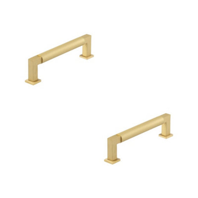 2 PACK Elegant 128mm Satin Brass Round Cabinet Handle for Stylish Home Décor - Kitchen Drawer Pull Handle