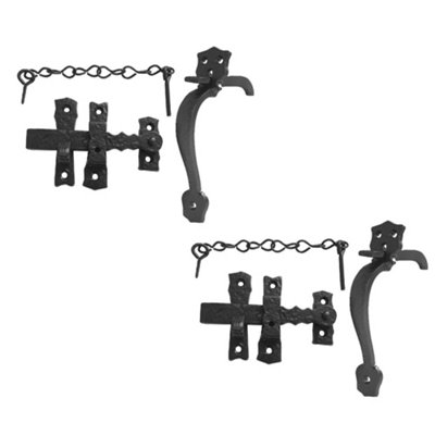 2 PACK Elegant 156mm Antique Black Gate Catches for Secure Closure
