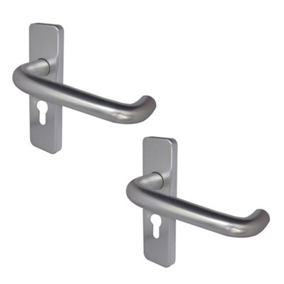 2 PACK Elegant 19mm Round Bar Door Handle with Satin Anodised Aluminium Finish - Interior Lever on Backplate