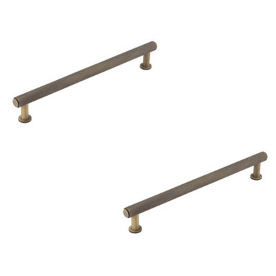 2 PACK Elegant 224mm Antique Brass Knurled Cabinet Handle for Stylish Interiors - Kitchen Drawer Pull Handle