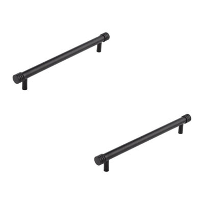 2 PACK Elegant 224mm Black Cabinet Handle for Stylish Interiors - Kitchen Drawer Pull Handle