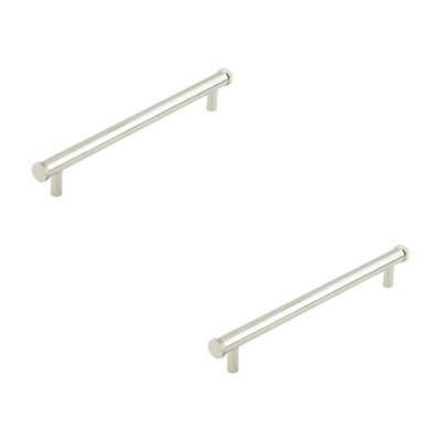 2 PACK Elegant 224mm Polished Nickel Cabinet Handle - Knurled Diamond Design - Kitchen Drawer Pull Handle