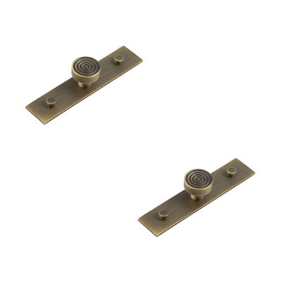 2 PACK Elegant 30mm Antique Brass Cupboard Knob with Plain Backplate - Kitchen Cabinet Knob