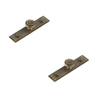 2 PACK Elegant 30mm Antique Brass Cupboard Knob with Stepped Backplate - Kitchen Cabinet Knob