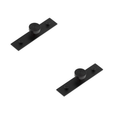 2 PACK Elegant 30mm Black Cupboard Knob with Plain Backplate - Kitchen Cabinet Knob