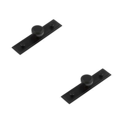 2 PACK Elegant 30mm Black Cupboard Knob with Stepped Backplate Kitchen - Cabinet Knob