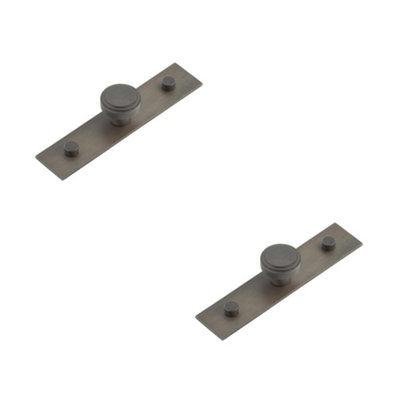 2 PACK Elegant 30mm Dark Bronze Cupboard Knob with Plain Backplate Kitchen - Cabinet Knob