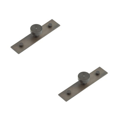 2 PACK Elegant 30mm Dark Bronze Cupboard Knob with Plain Backplate Kitchen Cabinet Knob