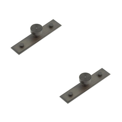 2 PACK Elegant 30mm Dark Bronze Cupboard Knob with Stepped Backplate - Kitchen Cabinet Knob
